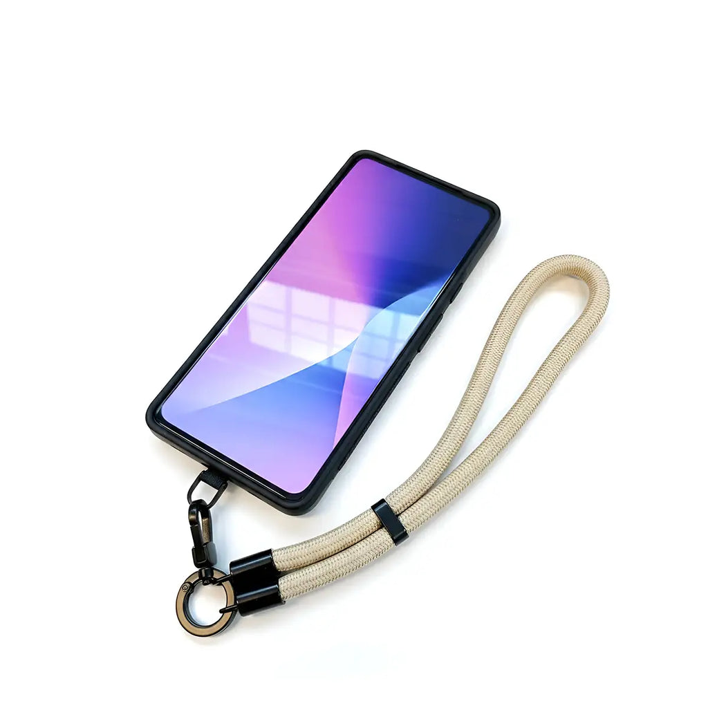 Beige wrist phone strap